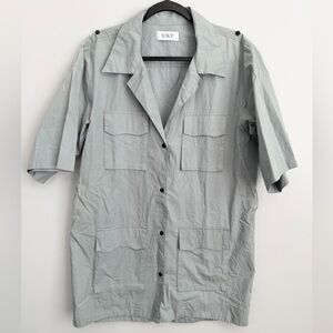 SWF Size S • Blue Button Down Mini Shirt Utility Dress *No Belt*.